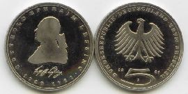 Münzring • 1981 • BRD 5 Mark mit Datum Kursmünze 24 Karat versilbert Ring 