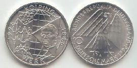 BRD 10 DM Gedenkmünze Silber Kolping 1996 A st/prägefrisch Vorderseite und Rückseite zusammen