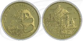 China 1993 München-Panda Gold 15,55g (1/2oz) OVP mit COA und Kassette Münze Vorderseite und Rückseite zusammen