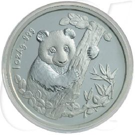 China 1996 München-Panda Silber 31,10g (1oz) OVP mit COA und Kassette Münzen-Bildseite