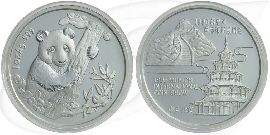 China 1996 München-Panda Silber 31,10g (1oz) OVP mit COA und Kassette Münze Vorderseite und Rückseite zusammen