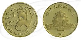 China Panda 1985 10 Yuan Gold 1/10 oz st Münze Vorderseite und Rückseite zusammen