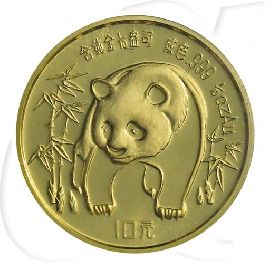 China Panda 1986 10 Yuan Gold 1/10 oz st