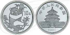 China Panda 1987 Silber Münze Vorderseite und Rückseite zusammen