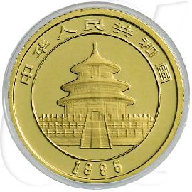 China Panda 1995 5 Yuan Gold 1/20 oz st Münzen-Wertseite