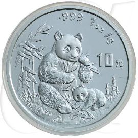 China Panda 1996 BU 10 Yuan Silber Variante 1
