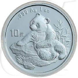 China Panda 1998 BU 10 Yuan Silber Variante 2