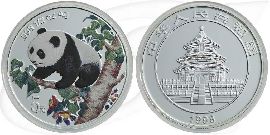 China Panda 1998 BU 5 Yuan 15,55g (1/2oz) Silber fein Farbe Münze Vorderseite und Rückseite zusammen