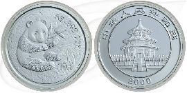 China 10 Yuan 2000 BU Panda 31,10g (1oz) Silber fein Variante 1 Münze Vorderseite und Rückseite zusammen