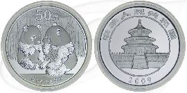 China Panda 2009 50 Yuan Silber Münze Vorderseite und Rückseite zusammen