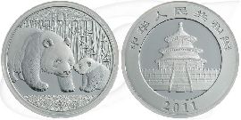 China 10 Yuan 2011 BU Panda 31,10g (1oz) Silber fein Münze Vorderseite und Rückseite zusammen