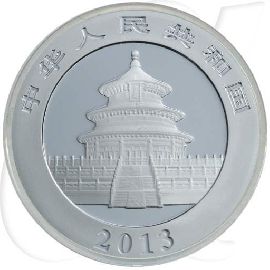China 10 Yuan 2013 BU Panda 31,10g (1oz) Silber fein Münzen-Wertseite