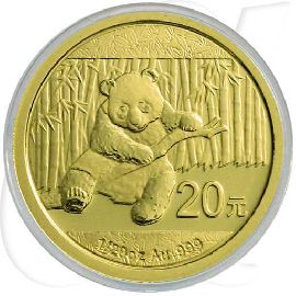 China Panda 2014 5 Yuan Gold 1/20 oz st Münzen-Bildseite