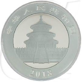 China 10 Yuan 2018 BU Panda 31,10g (1oz) Silber fein Münzen-Wertseite
