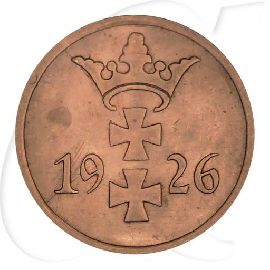 Danzig 1 Pfennig 1926 fast prägefrisch Wappen