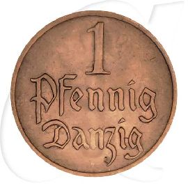 Danzig 1 Pfennig 1926 fast prägefrisch Wappen