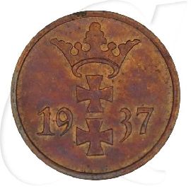 Danzig 1 Pfennig 1937 ss-vz Wappen