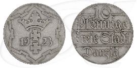 Danzig 10 Pfennig 1923 ss Wappen