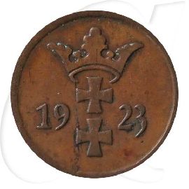 Danzig 2 Pfennig 1923 ss Wappen