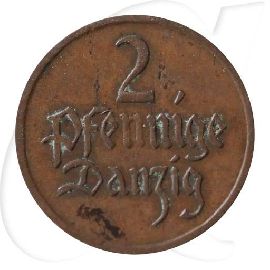 Danzig 2 Pfennig 1923 ss Wappen