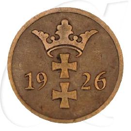 Danzig 2 Pfennig 1926 ss Wappen