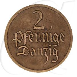 Danzig 2 Pfennig 1926 ss Wappen