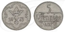 Danzig 5 Pfennig 1923 ss Wappen