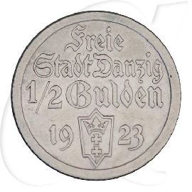 Danzig 1/2 Gulden 1923 ss Kogge