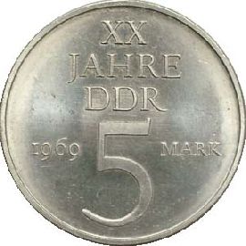 DDR 5 Mark XX J. DDR/Ni-Probe 1969 st