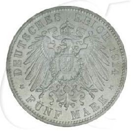 Deutschland Anhalt 5 Mark 1914 vz-st Silberhochzeit