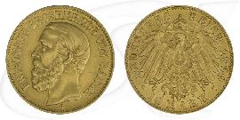 Deutschland Baden 10 Mark Gold 1890 ss Friedrich I.