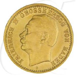 Deutschland Baden 10 Mark Gold 1912 vz Friedrich II.
