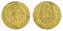 Deutschland Bayern 10 Mark Gold 1878 ss RF poliert Ludwig II.
