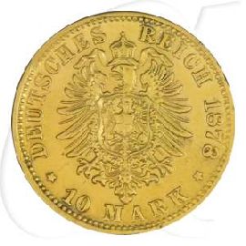 Deutschland Bayern 10 Mark Gold 1878 ss RF poliert Ludwig II.