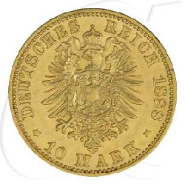 Deutschland Preussen 10 Mark Gold 1888 fast vz Friedrich III.