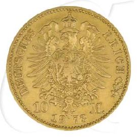 Deutschland Preussen 10 Mark Gold 1873 C ss poliert Wilhelm I.