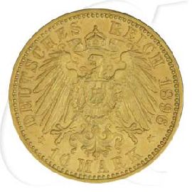 Deutschland Preussen 10 Mark Gold 1896 ss+ Wilhelm II.