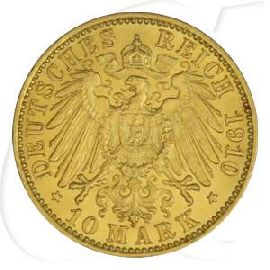 Deutschland Preussen 10 Mark Gold 1910 vz Wilhelm II.