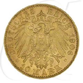 Deutschland Sachsen 10 Mark Gold 1906 E vz Friedrich August III.