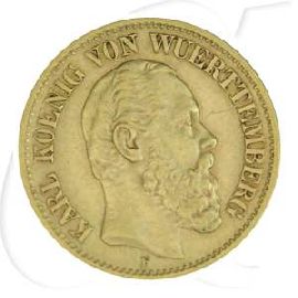 Kaiserreich 10 Mark Gold Württemberg Karl 1878 F ss