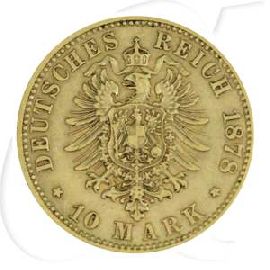 Kaiserreich 10 Mark Gold Württemberg Karl 1878 F ss