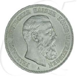 Deutsches Kaiserreich - Preussen 2 Mark 1888 A vz-st Friedrich III. Münzen-Bildseite