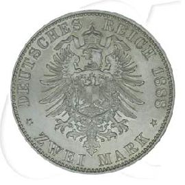 Deutsches Kaiserreich - Preussen 2 Mark 1888 A vz-st Friedrich III. Münzen-Wertseite