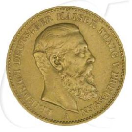 Deutschland Preussen 20 Mark Gold 1888 A ss Friedrich III.