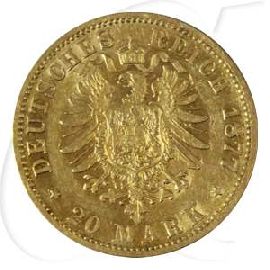 Deutschland Preussen 20 Mark Gold 1877 B ss Wilhelm I.