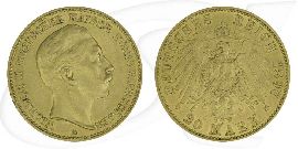 Deutschland Preussen 20 Mark Gold 1897 A ss-vz Wilhelm II.