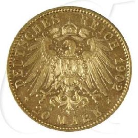 Deutschland Preussen 20 Mark Gold 1902 A vz Wilhelm II.