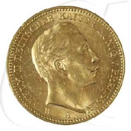 Deutschland Preussen 20 Mark Gold 1905 A vz+ Wilhelm II.