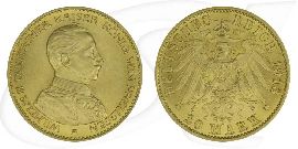 Deutschland Preussen 20 Mark Gold 1913 vz-st Wilhelm II. Gardeuniform
