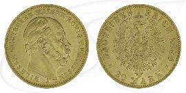 Deutschland Preussen 20 Mark Gold 1886 A vz Wilhelm I.